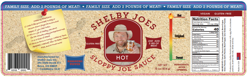 SHELBY JOES SLOPPY JOE SAUCE - HOT